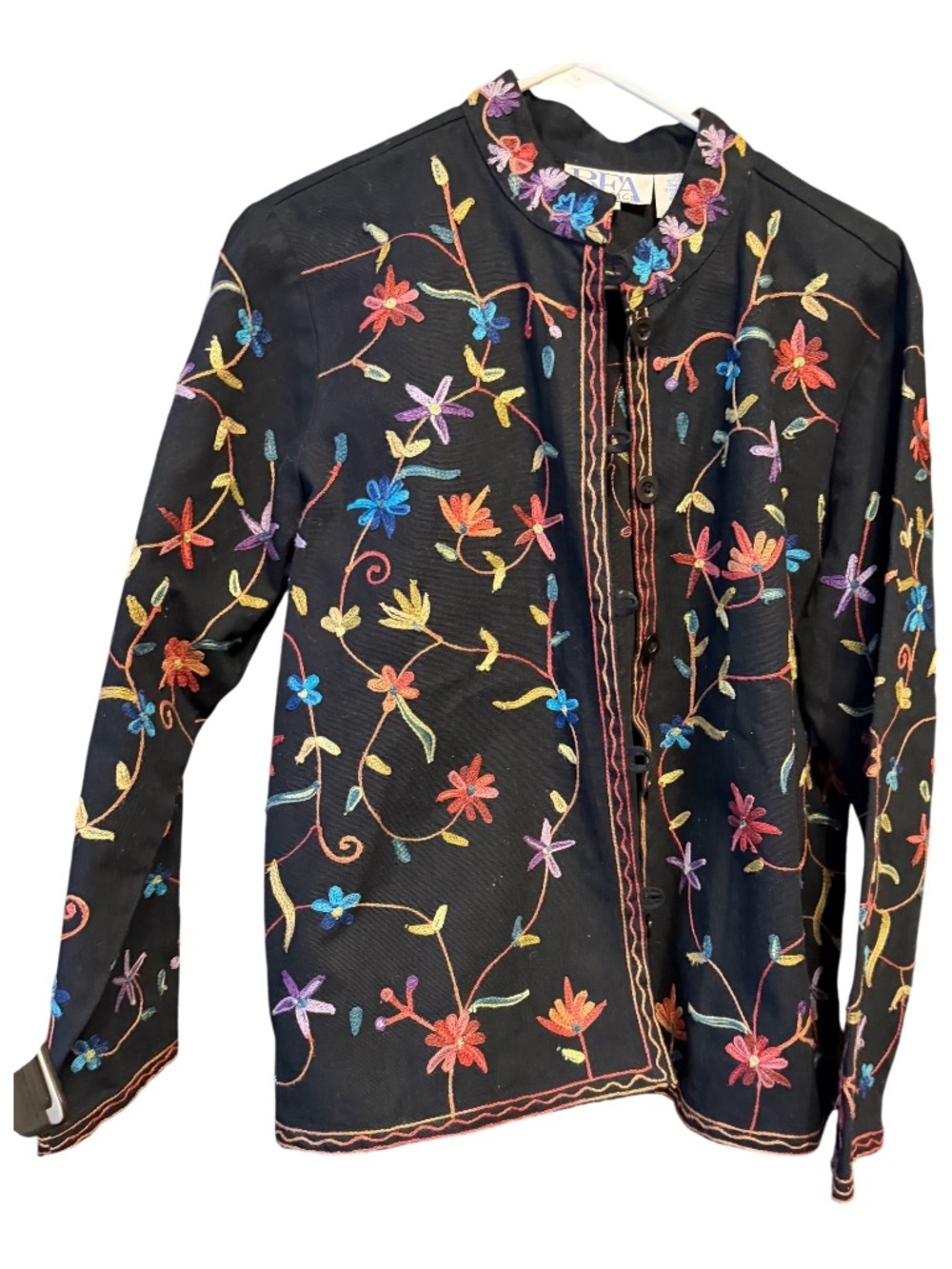 Black Embroidered Floral Blazer Jacket